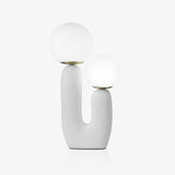 Modern Rough Resin Table Lamp with White Glass Globe Shade for Interior Decor