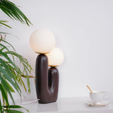 Modern Geometric Resin and Glass Table Lamp with Contemporary Sculptural Design