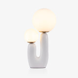 Modern Geometric Resin and Glass Table Lamp with Contemporary Sculptural Design