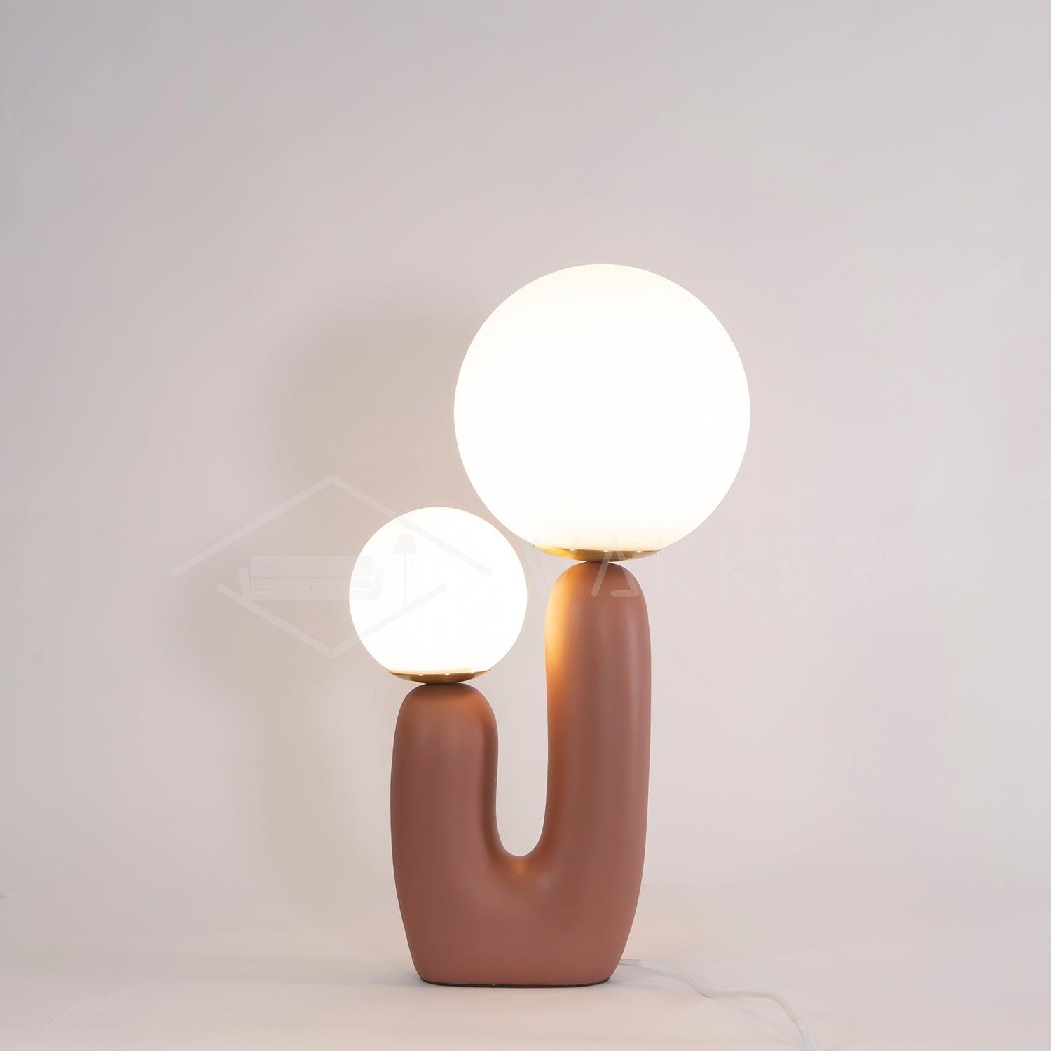 Modern Geometric Resin and Glass Table Lamp with Contemporary Sculptural Design
