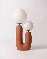 Modern Geometric Resin and Glass Table Lamp with Contemporary Sculptural Design