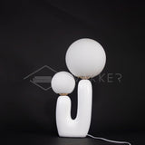 Modern Geometric Resin and Glass Table Lamp with Contemporary Sculptural Design