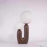 Modern Geometric Resin and Glass Table Lamp with Contemporary Sculptural Design