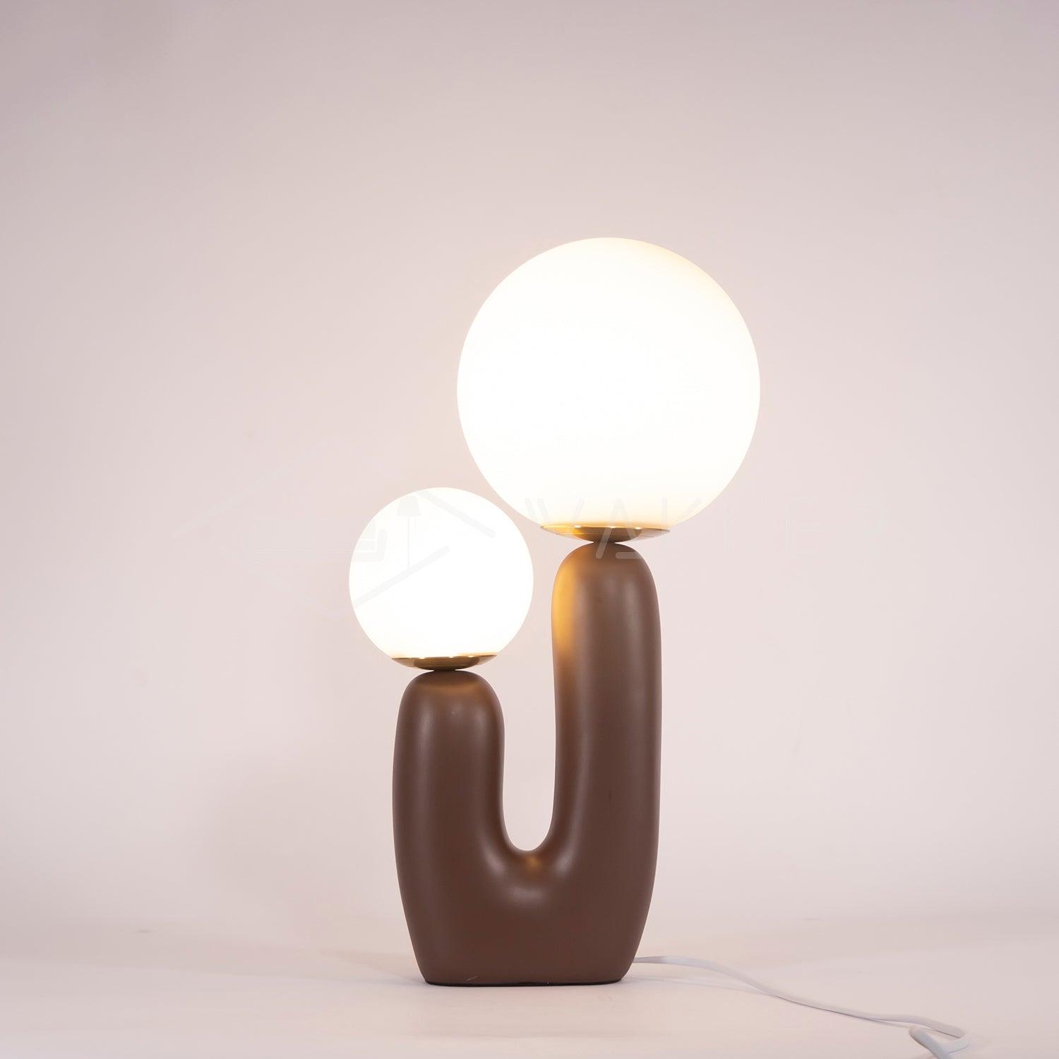 Modern Geometric Resin and Glass Table Lamp with Contemporary Sculptural Design