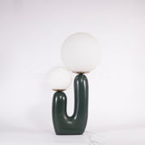 Modern Geometric Resin and Glass Table Lamp with Contemporary Sculptural Design