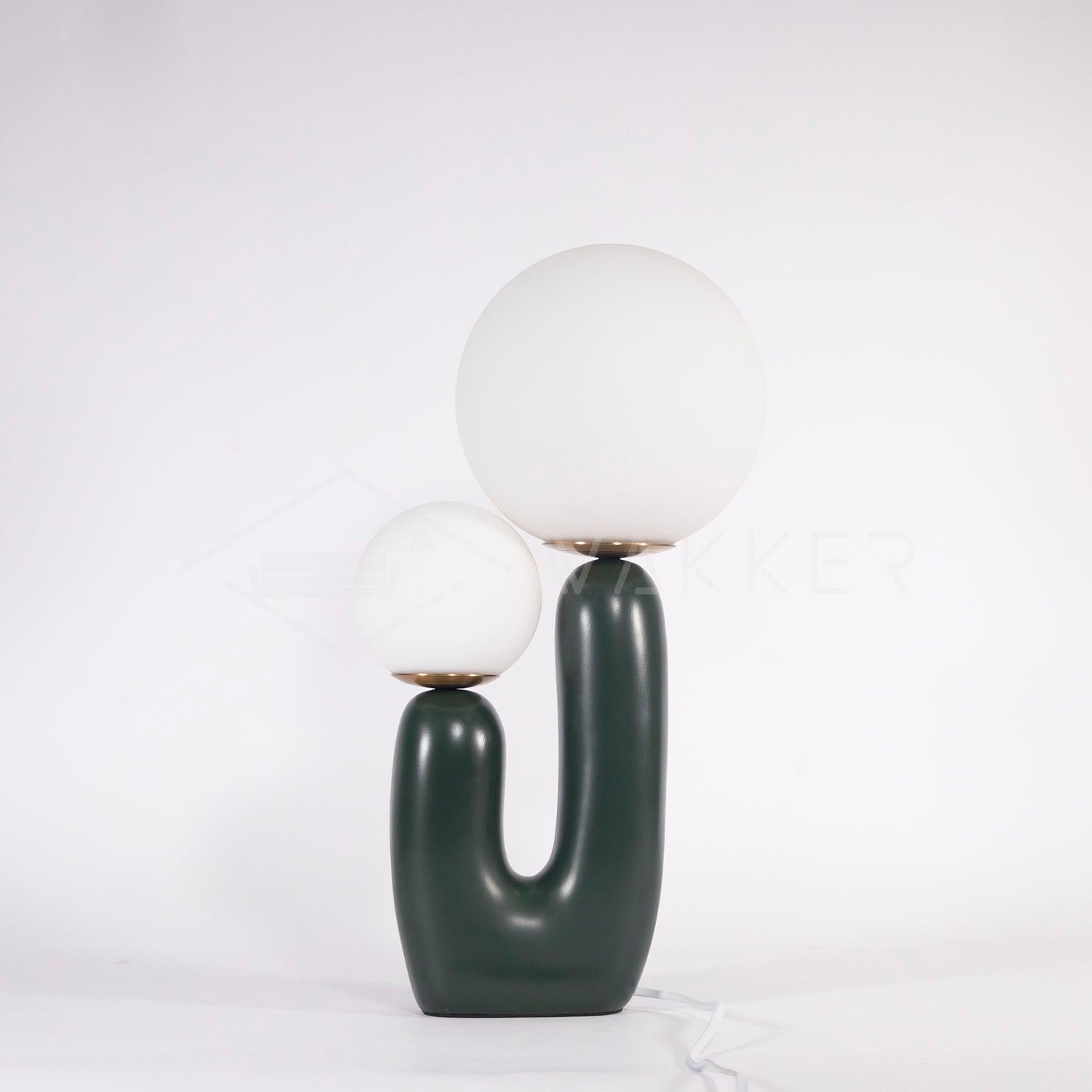 Modern Geometric Resin and Glass Table Lamp with Contemporary Sculptural Design