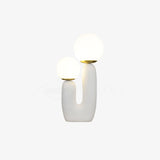 Modern Rough Resin Table Lamp with White Glass Globe Shade for Interior Decor