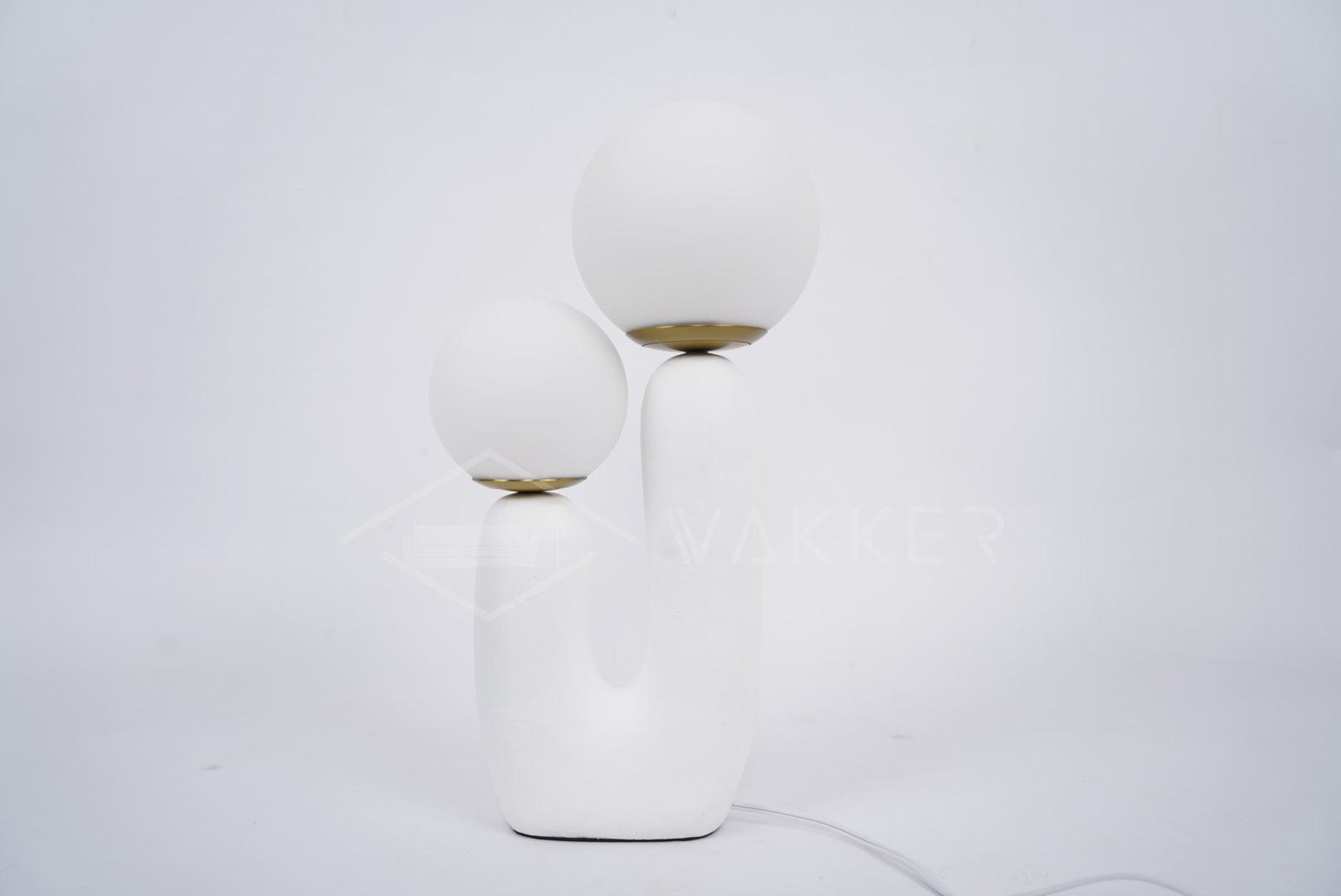 Modern Rough Resin Table Lamp with White Glass Globe Shade for Interior Decor