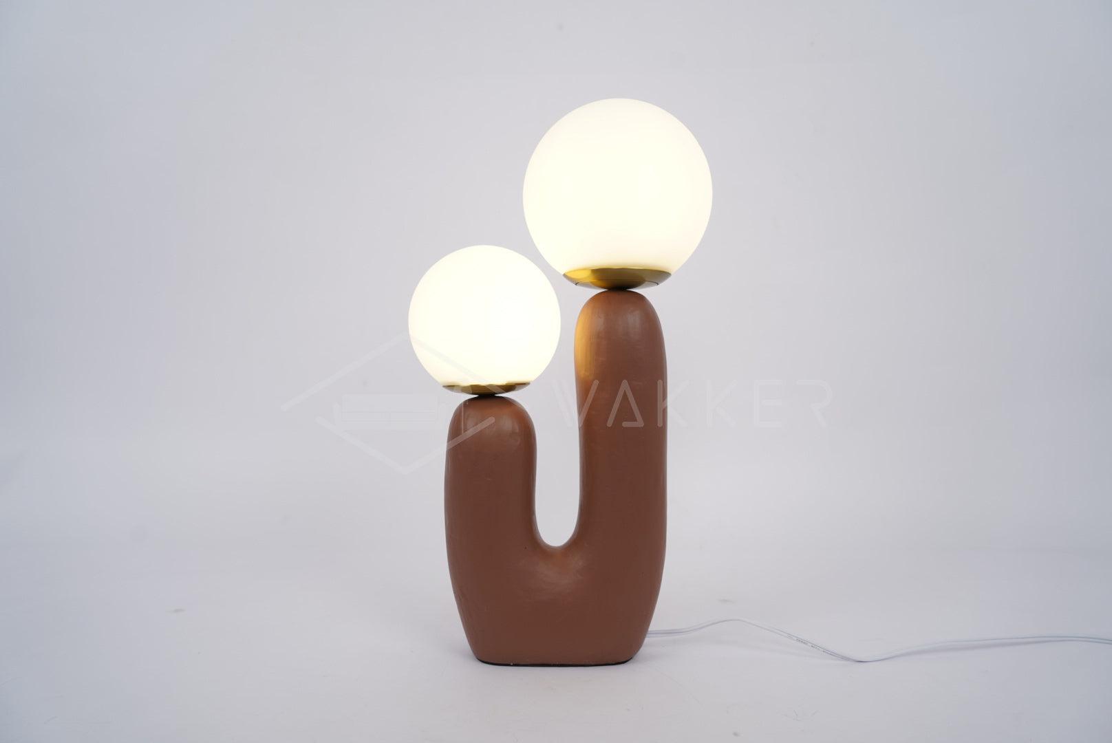 Modern Rough Resin Table Lamp with White Glass Globe Shade for Interior Decor