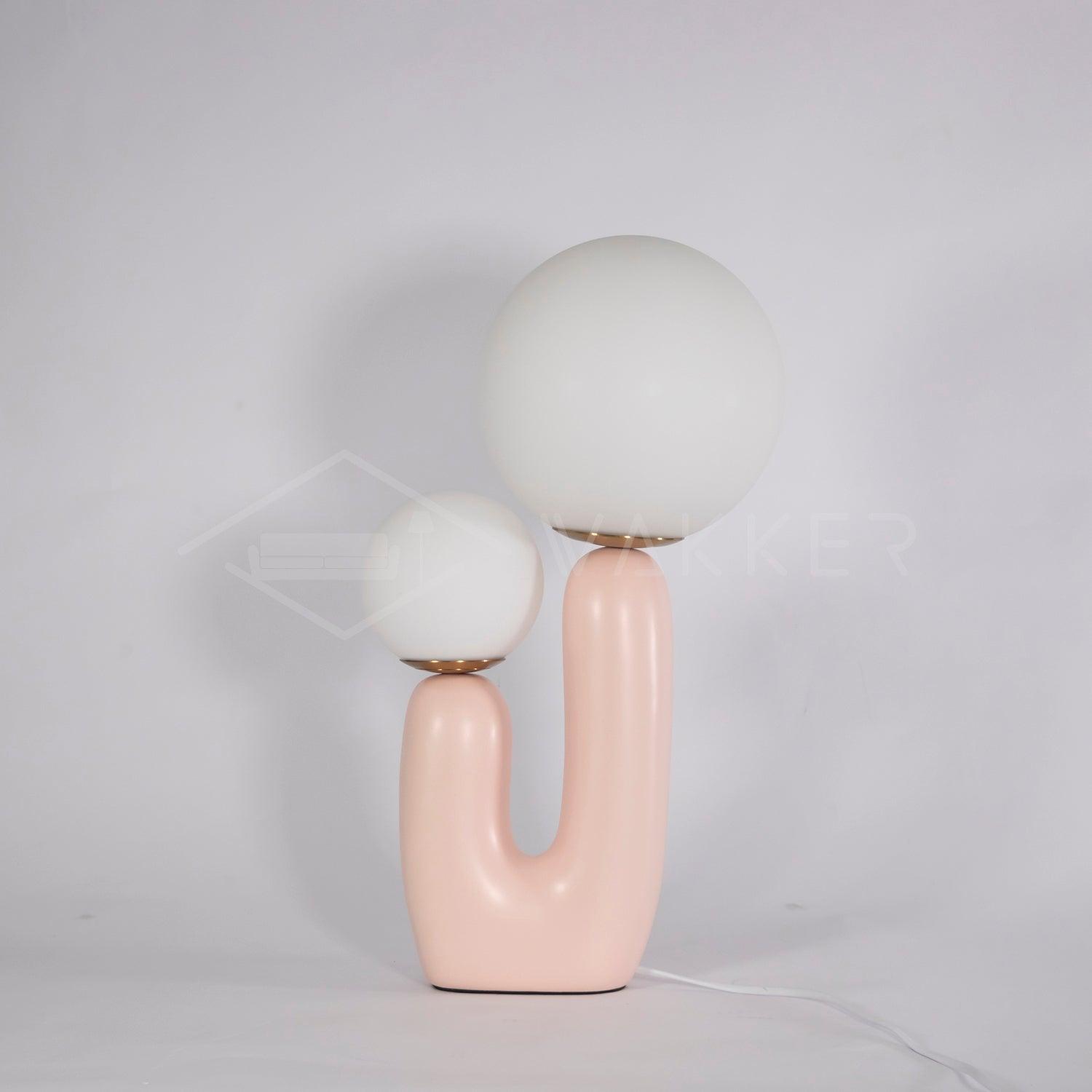 Modern Geometric Resin and Glass Table Lamp with Contemporary Sculptural Design