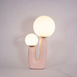 Modern Geometric Resin and Glass Table Lamp with Contemporary Sculptural Design