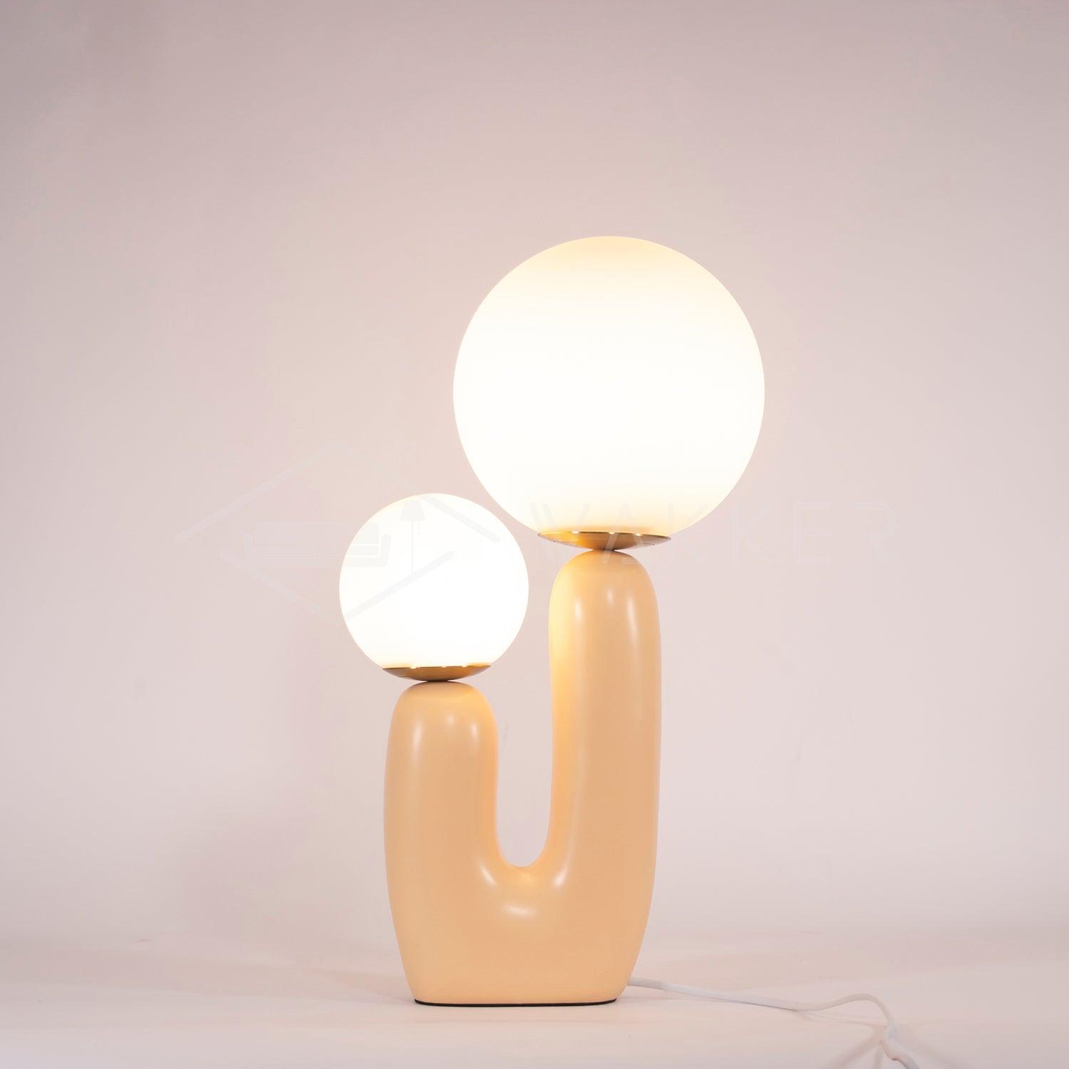 Modern Geometric Resin and Glass Table Lamp with Contemporary Sculptural Design