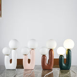 Modern Rough Resin Table Lamp with White Glass Globe Shade for Interior Decor