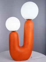 Modern Handmade Ceramic Task Lamp with Glass Shade and Copper Dimmer Dial