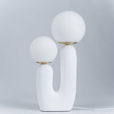 Modern Rough Resin Table Lamp with White Glass Globe Shade for Interior Decor