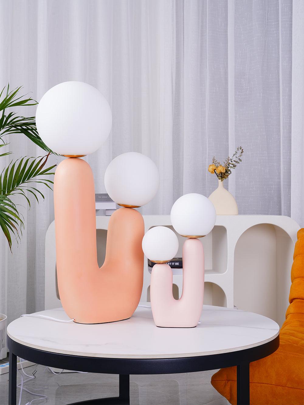 Modern Geometric Resin and Glass Table Lamp with Contemporary Sculptural Design