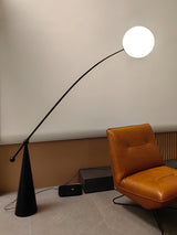 Opal Glass Arc Floor Lamp Modern Ambient Standing Light with Black Metal Finish