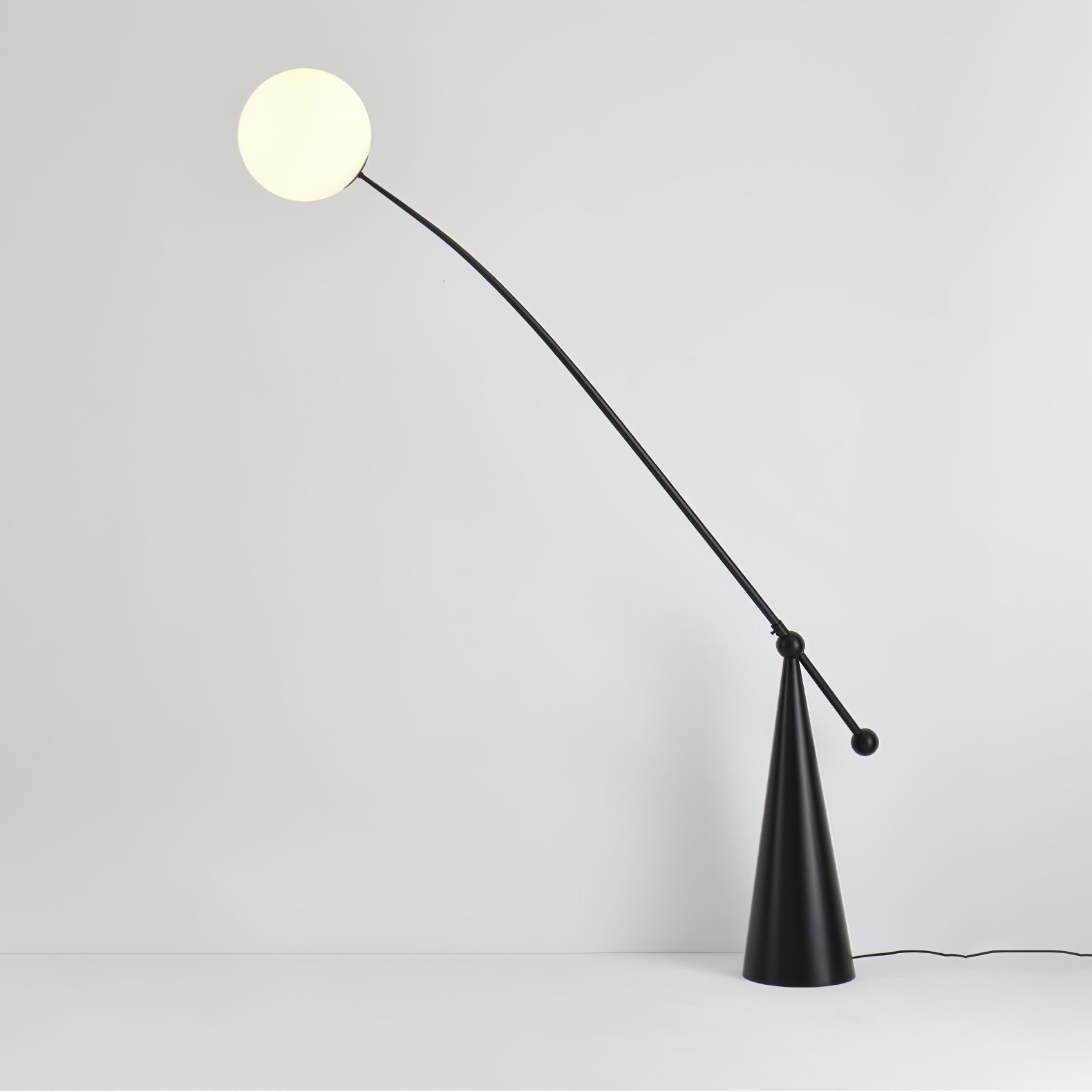 Opal Glass Arc Floor Lamp Modern Ambient Standing Light with Black Metal Finish