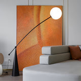 Opal Glass Arc Floor Lamp Modern Ambient Standing Light with Black Metal Finish