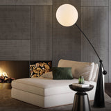 Opal Glass Arc Floor Lamp Modern Ambient Standing Light with Black Metal Finish