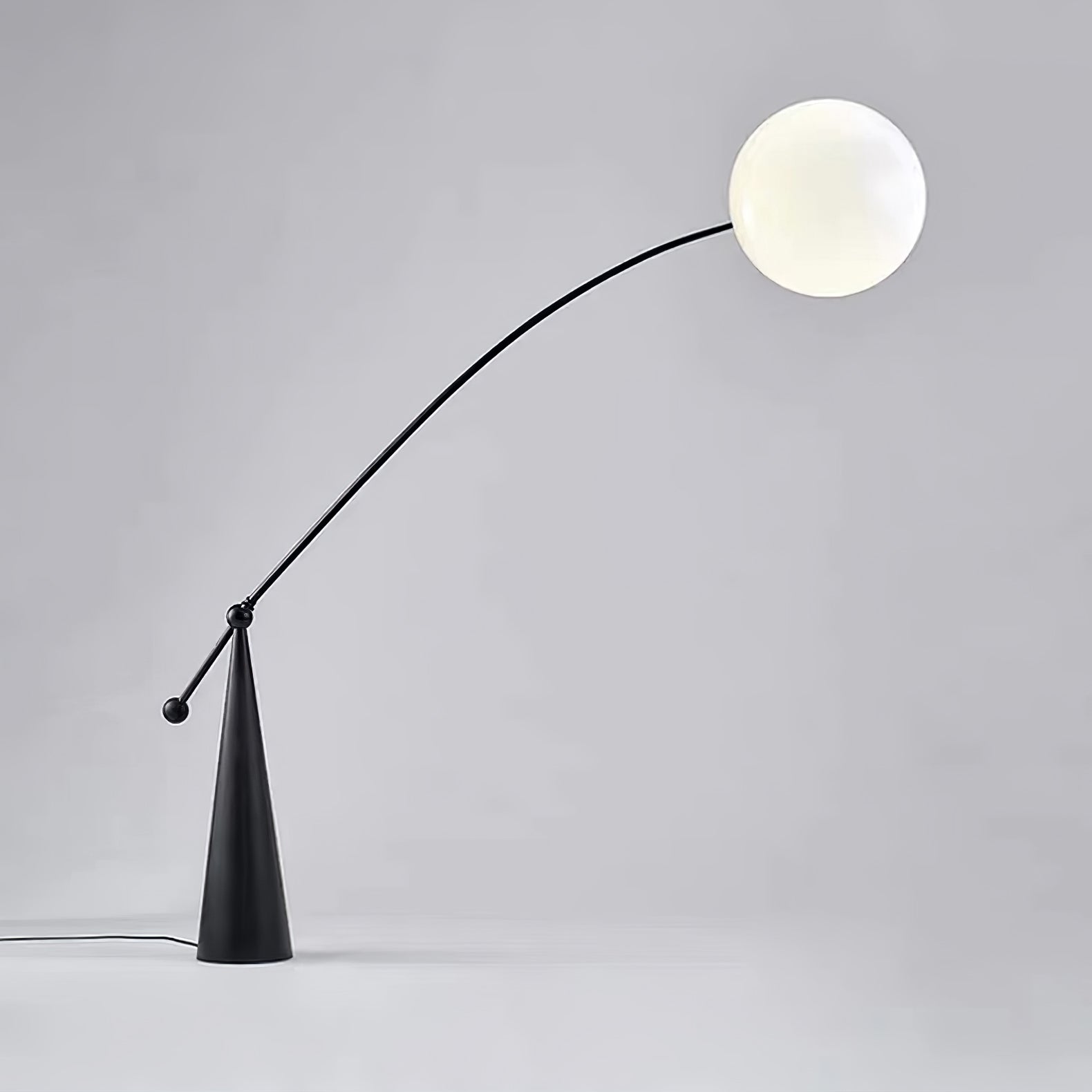Opal Glass Arc Floor Lamp Modern Ambient Standing Light with Black Metal Finish