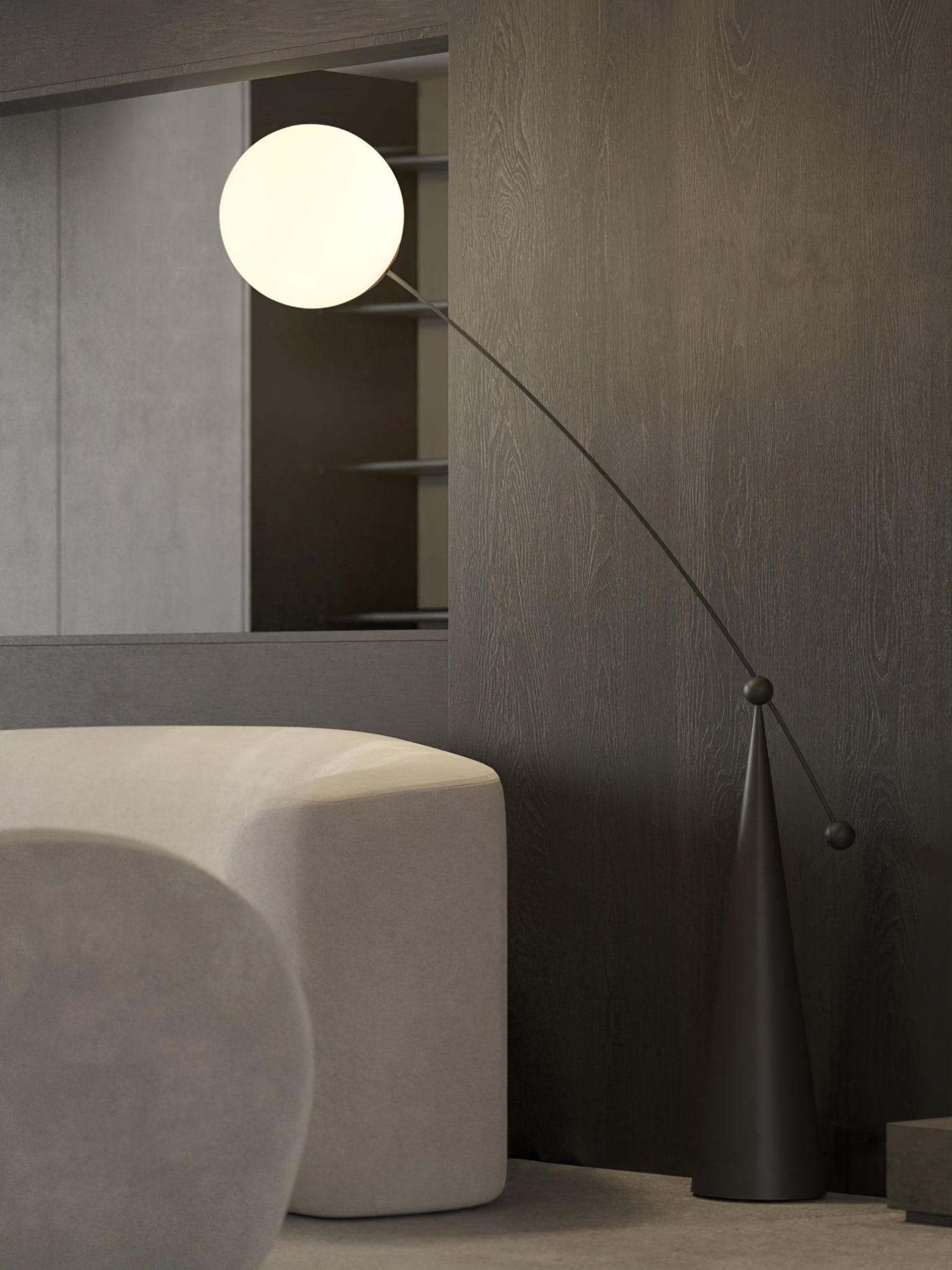 Opal Glass Arc Floor Lamp Modern Ambient Standing Light with Black Metal Finish