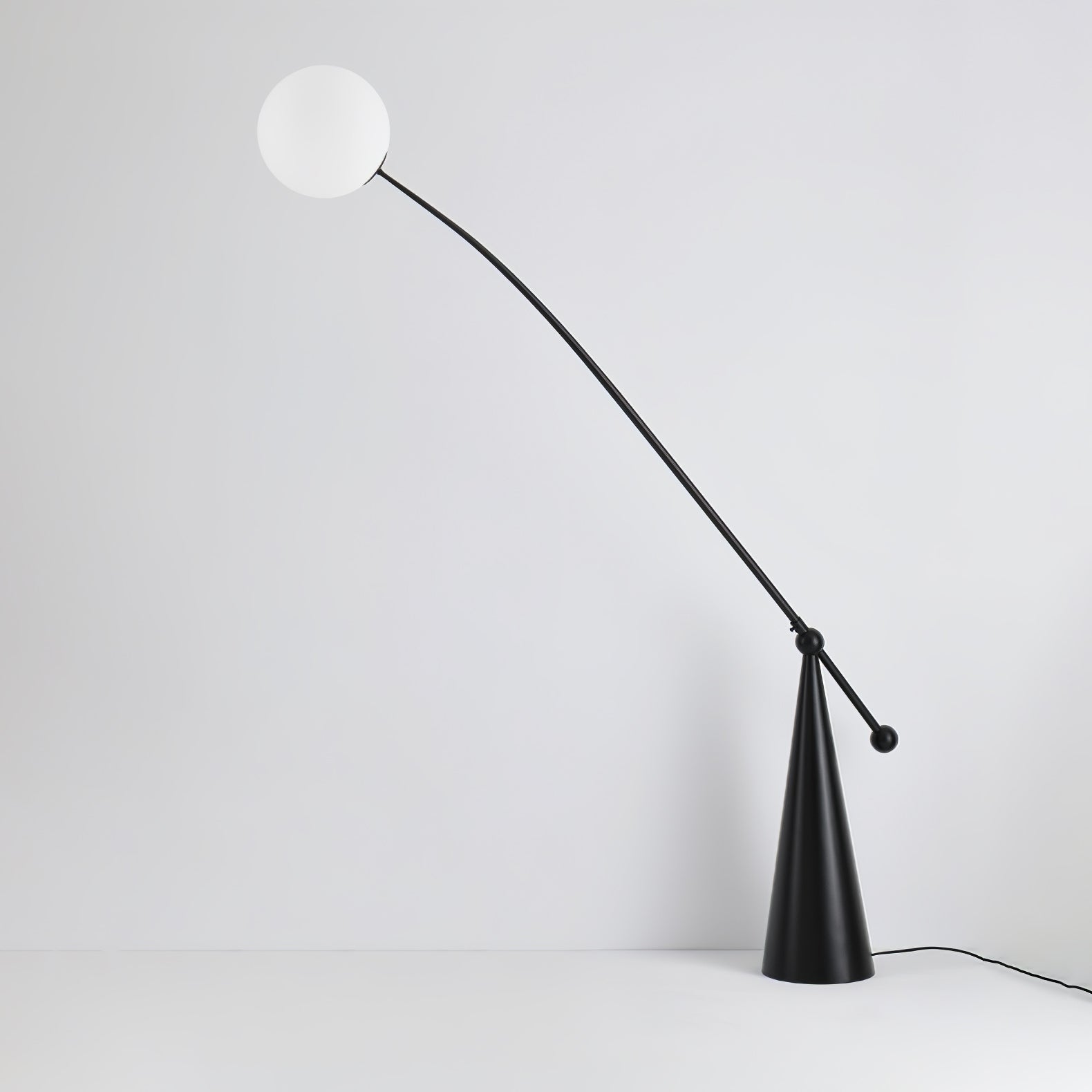 Opal Glass Arc Floor Lamp Modern Ambient Standing Light with Black Metal Finish