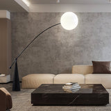 Opal Glass Arc Floor Lamp Modern Ambient Standing Light with Black Metal Finish