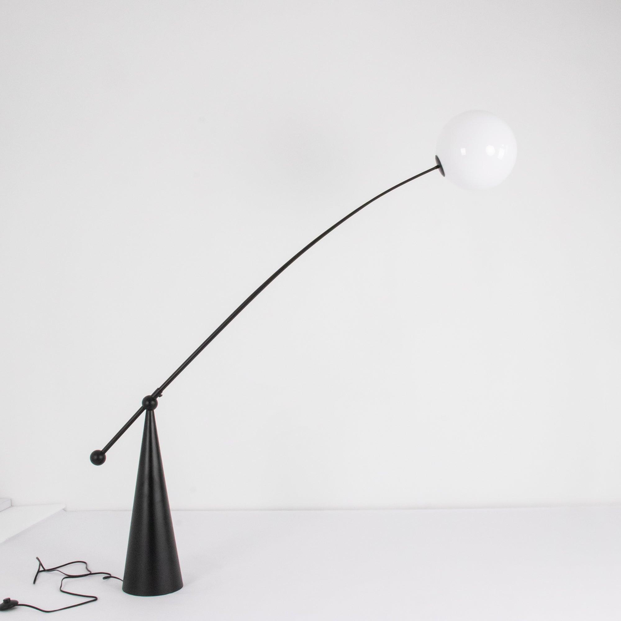 Opal Glass Arc Floor Lamp Modern Ambient Standing Light with Black Metal Finish