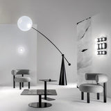Opal Glass Arc Floor Lamp Modern Ambient Standing Light with Black Metal Finish