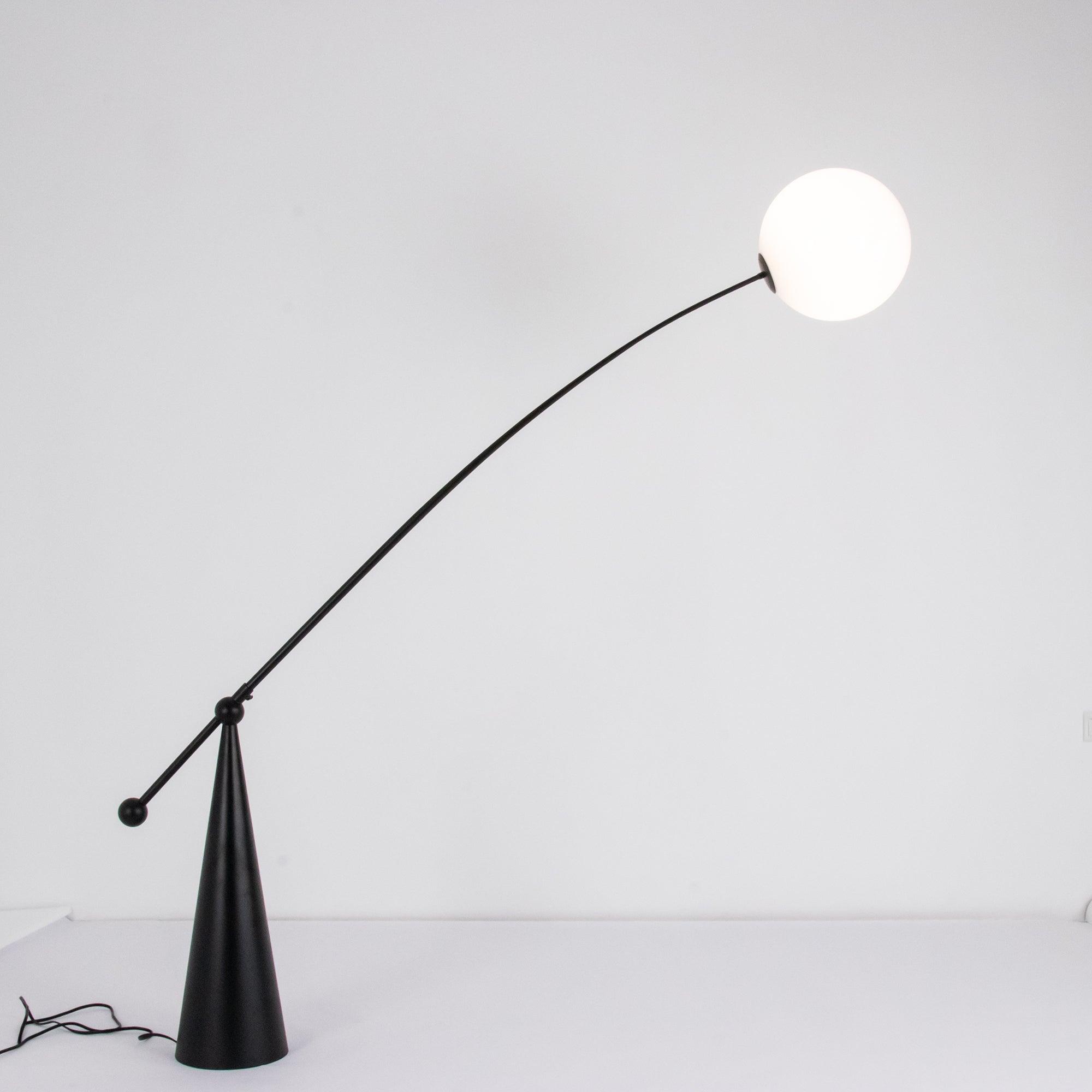 Opal Glass Arc Floor Lamp Modern Ambient Standing Light with Black Metal Finish