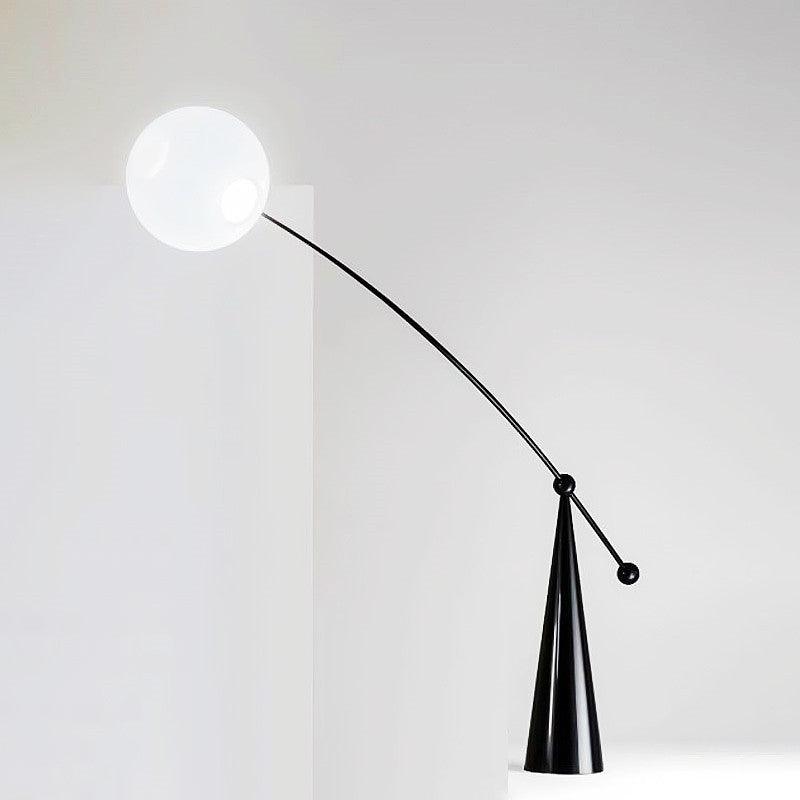 Opal Glass Arc Floor Lamp Modern Ambient Standing Light with Black Metal Finish