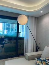 Opal Glass Arc Floor Lamp Modern Ambient Standing Light with Black Metal Finish