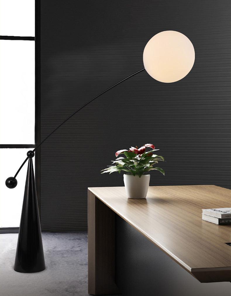 Opal Glass Arc Floor Lamp Modern Ambient Standing Light with Black Metal Finish