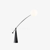 Opal Glass Arc Floor Lamp Modern Ambient Standing Light with Black Metal Finish