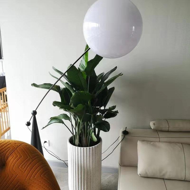 Opal Glass Arc Floor Lamp Modern Ambient Standing Light with Black Metal Finish