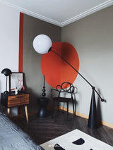 Opal Glass Arc Floor Lamp Modern Ambient Standing Light with Black Metal Finish