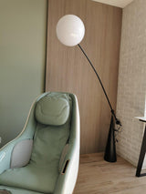 Opal Glass Arc Floor Lamp Modern Ambient Standing Light with Black Metal Finish