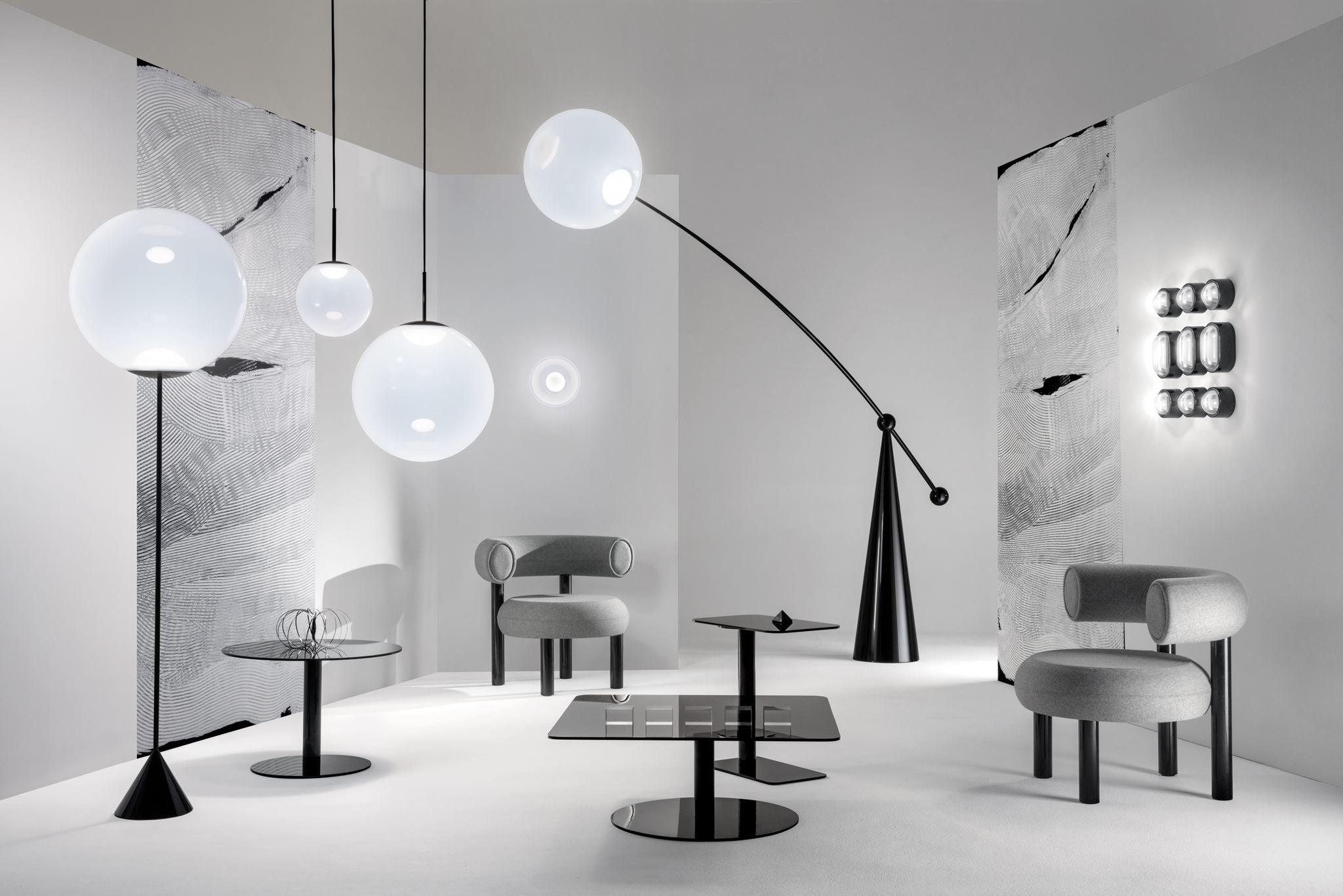 Opal Glass Arc Floor Lamp Modern Ambient Standing Light with Black Metal Finish