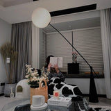 Opal Glass Arc Floor Lamp Modern Ambient Standing Light with Black Metal Finish