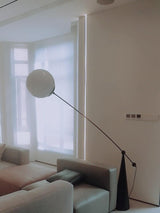 Opal Glass Arc Floor Lamp Modern Ambient Standing Light with Black Metal Finish