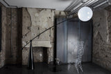 Opal Glass Arc Floor Lamp Modern Ambient Standing Light with Black Metal Finish