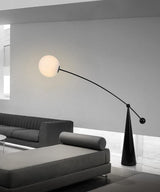 Opal Glass Arc Floor Lamp Modern Ambient Standing Light with Black Metal Finish