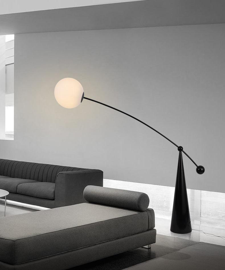 Opal Glass Arc Floor Lamp Modern Ambient Standing Light with Black Metal Finish