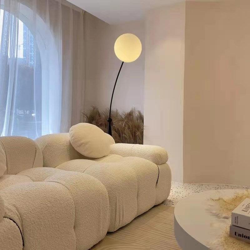 Opal Glass Arc Floor Lamp Modern Ambient Standing Light with Black Metal Finish