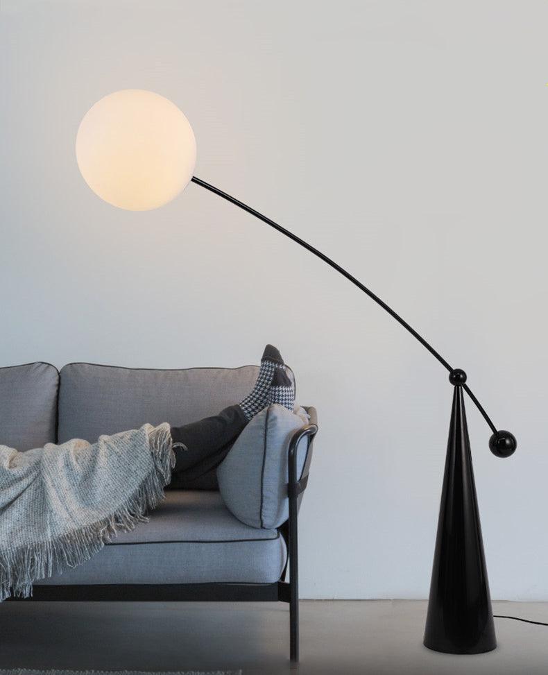 Opal Glass Arc Floor Lamp Modern Ambient Standing Light with Black Metal Finish