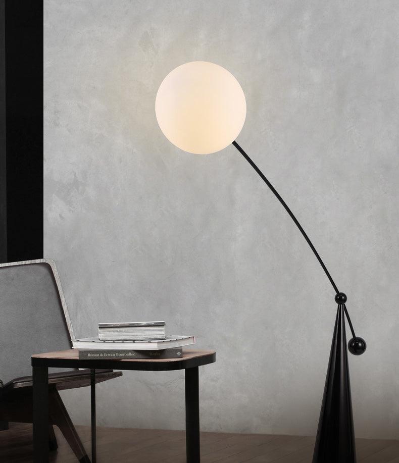Opal Glass Arc Floor Lamp Modern Ambient Standing Light with Black Metal Finish