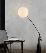 Opal Glass Arc Floor Lamp Modern Ambient Standing Light with Black Metal Finish