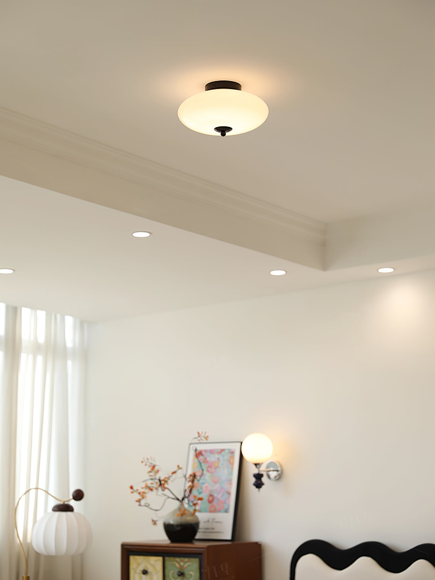 Modern Opal Glass LED Flush Mount Ceiling Lamp for Kitchen and Bathroom