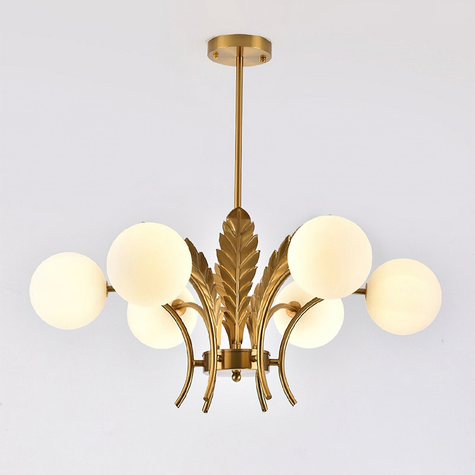 modern-ophelia-glass-globe-chandelier-with-wrought-iron-and-feather-detail-in-antique-gold